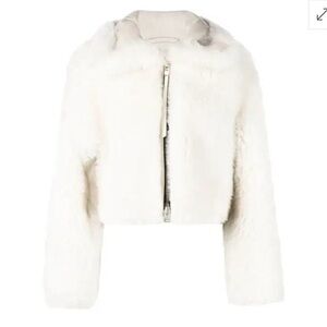 Shoreditch Ski Club Tilly Shearling Cropped Jacket | Ivory | Luxury Outerwear